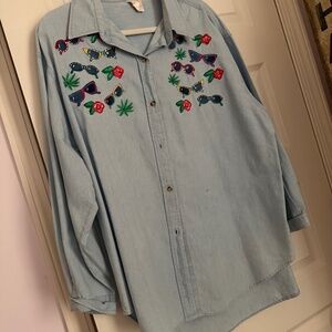 60s Embroidered Shirt, L/S, SZ XXL - MUST SEE DESCRIPTION